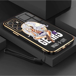 เคสโทรศัพท์มือถือ ซิลิโคนนิ่ม ป้องกันกล้อง ขอบชุบ หรูหรา พร้อมสายคล้อง สําหรับ Samsung S23 Ultra 5G