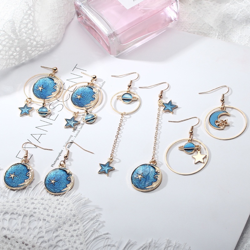 tassel-earrings-wholesale-blue-star-star-earrings-long-asymmetric-earrings-earrings-minority-earrings-cross-border