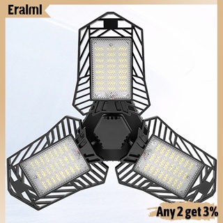 Eralml โคมไฟเพดานโรงรถ LED 60W ปรับได้ 3 แผง 6000LM E26 E27