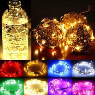 สายไฟ LED ลวดทองแดง กันน้ํา ใช้แบตเตอรี่ 5 เมตร 8 สี สําหรับตกแต่งปาร์ตี้ งานแต่งงาน คริสต์มาส