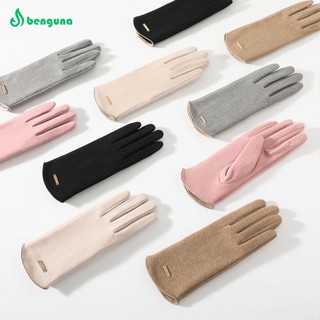 Benguna ถุงมือให้ความอบอุ่น หน้าจอสัมผัส แบบหนา หลากสี สําหรับผู้หญิง ขับขี่ ขี่จักรยานกลางแจ้ง