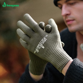 Benguna Dz143 ถุงมือผ้าถัก กันลื่น ให้ความอบอุ่น แบบเต็มนิ้ว เหมาะกับฤดูหนาว สําหรับผู้ชาย ตั้งแคมป์กลางแจ้ง 1 คู่