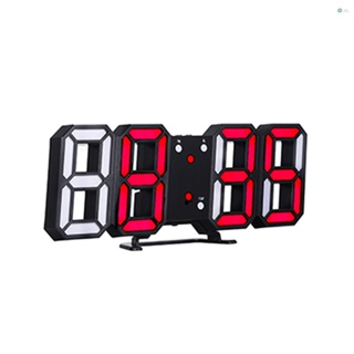 [พร้อมส่ง] นาฬิกาปลุกดิจิทัล LED 3D แบบแขวนผนัง หน้าจอสีดํา สีแดง