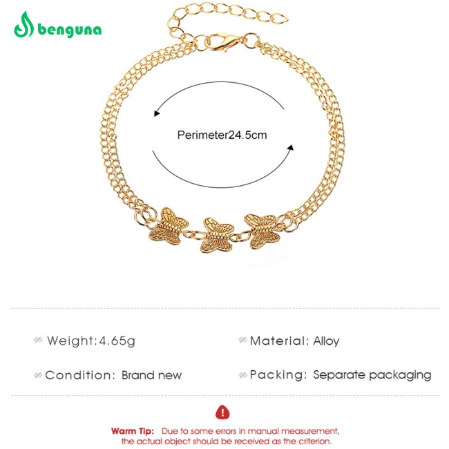 benguna-สร้อยข้อเท้าอัลลอย-สองชั้น-เครื่องประดับ-สําหรับผู้หญิง