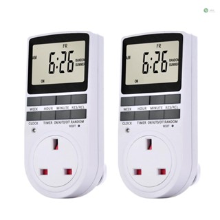 [พร้อมส่ง] ซ็อกเก็ตปลั๊กจับเวลาดิจิทัล หน้าจอ LCD ตั้งโปรแกรมได้ 10 โปรแกรม 24 ชั่วโมง และซ็อกเก็ตจับเวลา ประหยัดพลังงาน 7 วัน สําหรับเครื่องใช้ไฟฟ้า AC230V 2 แพ็ก