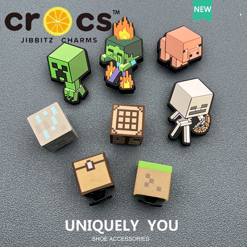 Minecraft jibbitz crocs แท้ ตัวติดรองเท้า อุปกรณ์เสริมหัวเข็มขัด 3D ...