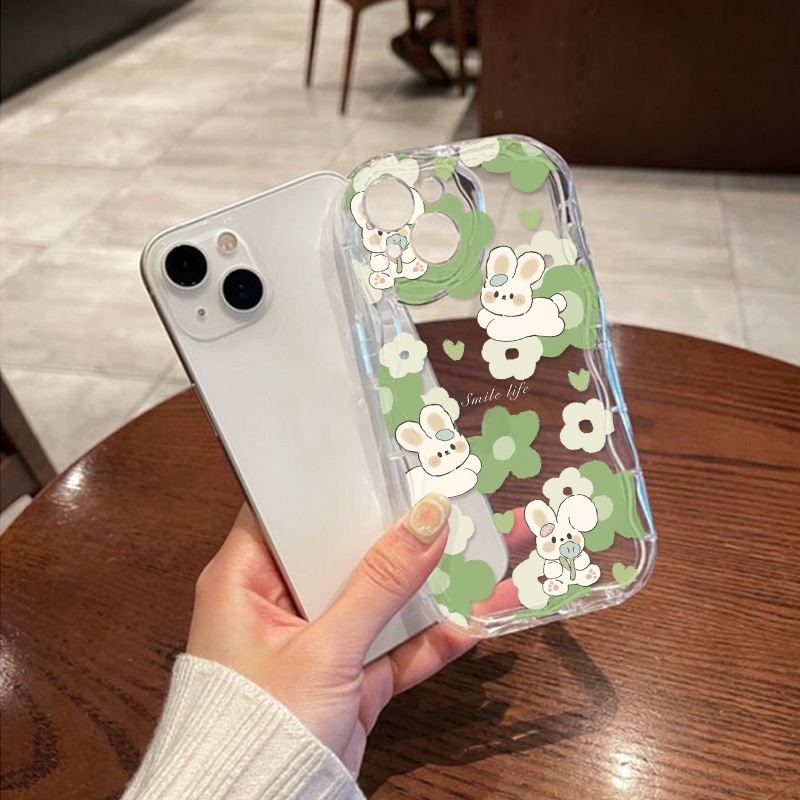 การ์ตูนกระต่ายน่ารัก-เคสโทรศัพท์มือถือนิ่ม-ขอบโค้ง-กันกระแทก-for-iphone-11-13-12-14-pro-max-x-xs-max-xr-7-8-plus-se-เคส