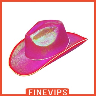 [Finevips] หมวกคาวบอย มีไฟ LED หมวกคาวบอย เครื่องแต่งกาย หมวกกันแดด หมวกแจ๊ส หมวกคาวบอย ตะวันตก สําหรับผู้ใหญ่ การแสดงบนเวที ฮาโลวีน