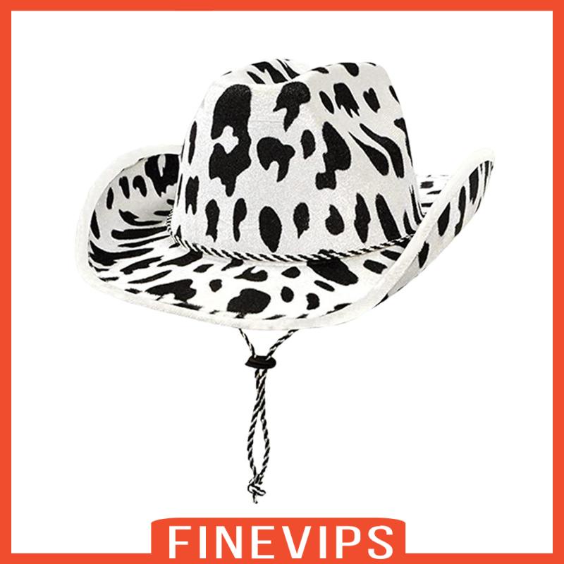 finevips-หมวกคาวบอย-ตะวันตก-พิมพ์ลายวัว-พร้อมสายคล้องคาง-สําหรับผู้ชาย-และผู้หญิง