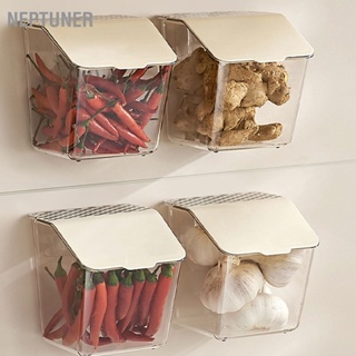 NEPTUNER กล่องเก็บกระเทียมติดผนังกล่องเก็บอาหารโปร่งใสมีสไตล์สำหรับครัวหัวหอม