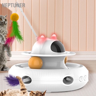 NEPTUNER Feather ของเล่นแมวอิเล็กทรอนิกส์อัตโนมัติป้องกันรอยขีดข่วน Interactive Cat Feeder ของเล่นสำหรับฝึกเล่น