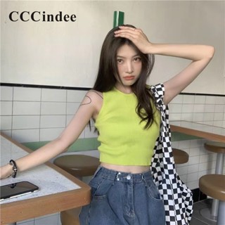 Cccindee ใหม่ เสื้อสายเดี่ยว คอกลม แขนกุด เข้ารูป เข้ากับทุกการแต่งกาย แฟชั่นสําหรับผู้หญิง 2023