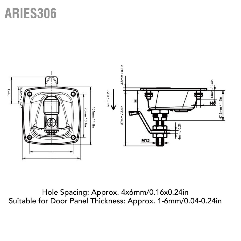 aries306-t-จับประตูสลัก-4x6-มิลลิเมตรระยะห่างรูสังกะสีอัลลอยด์พับโรตารี่การบีบอัดกล่องเครื่องมือ