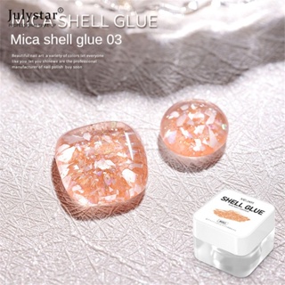 JULYSTAR Xeijayi ฤดูร้อนใหม่ Ice Permeable Mica Shell กาวเล็บ Enhancement เลื่อมขนาดใหญ่เล็บน้ำมันกาวยาวนาน