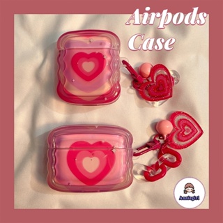 เคสหูฟัง แบบนิ่ม ไล่โทนสีชมพู รูปหัวใจ กันกระแทก สําหรับ Airpods 1 2 3 Pro 2