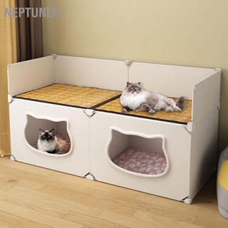 Neptuner บ้านแมวกึ่งปิด แมวถอดล้างทำความสะอาดได้ ซ่อนบ้าน เตียงถ้ำแมวขนาดเล็กสำหรับสี่ฤดูกาล
