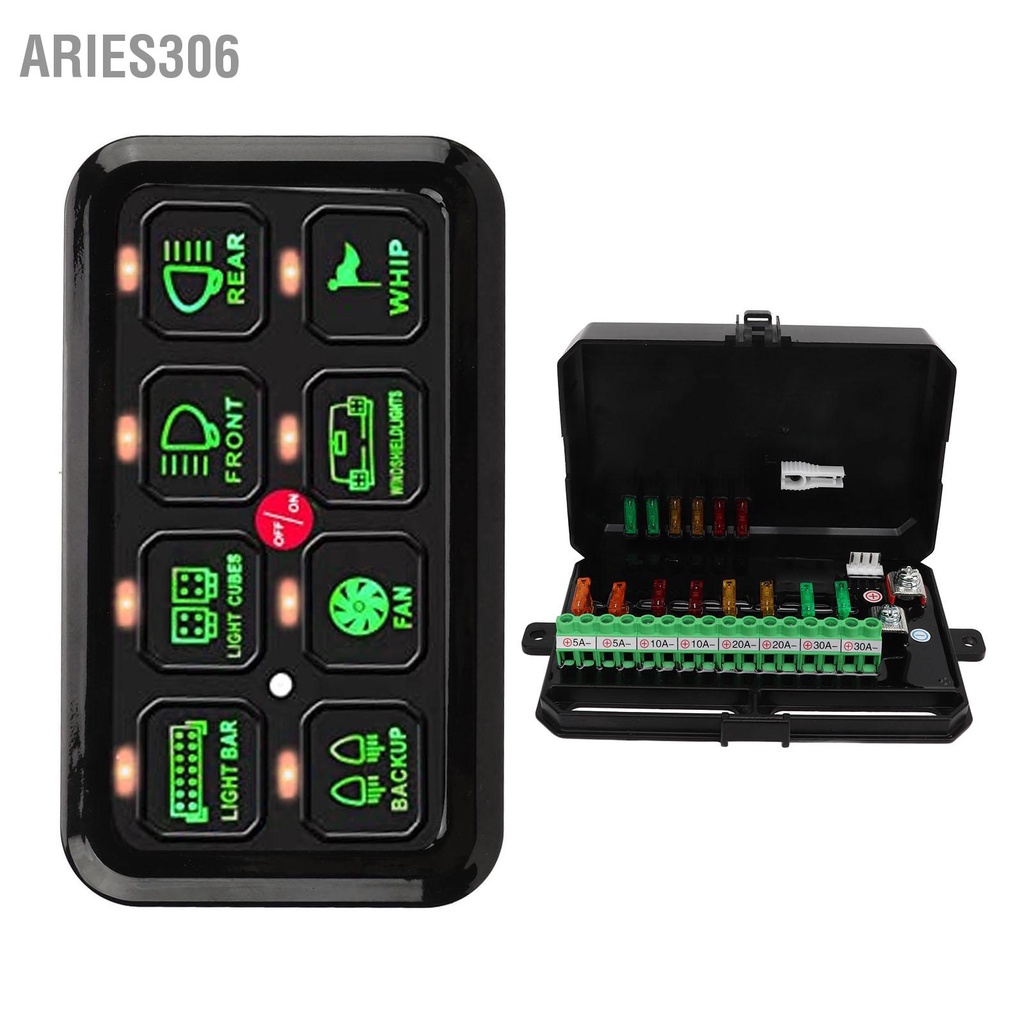 aries306-8-gang-รถแผงสวิตช์หรี่แสงอัตโนมัติ-led-แผงควบคุมแบบสัมผัสสำหรับรถบรรทุก-atv-utv-marine-เรือ-suv-caravan