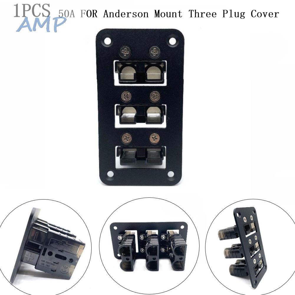 new-8-heavy-duty-black-camper-flush-mount-with-for-anderson-plugs-50-amp-1-piece