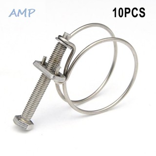 ⚡NEW 8⚡Hose Clamp 10 Pcs Bolt Clamp Software Hose Clamp Double Wire Stainless Steel