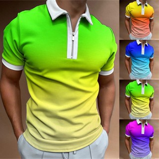 เสื้อยืดลําลอง แขนสั้น ไล่โทนสี ใส่สบาย พลัสไซซ์ สําหรับผู้ชาย เหมาะกับการเล่นกอล์ฟ แบดมินตัน