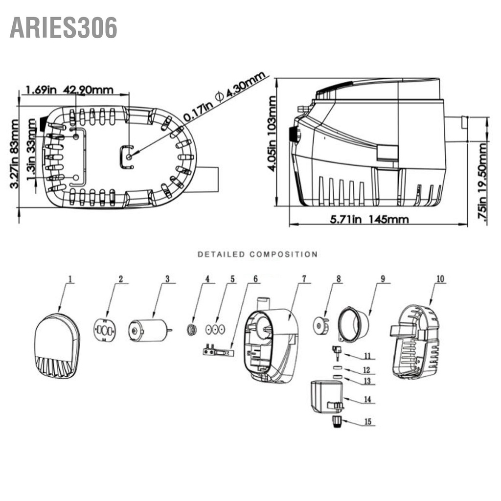 aries306-ปั๊มน้ำท้องเรืออัตโนมัติ-600gph-submersible-เรือ-ปั๊มน้ำท้องเรือ-12v-สำหรับเรือ-caravan-rv