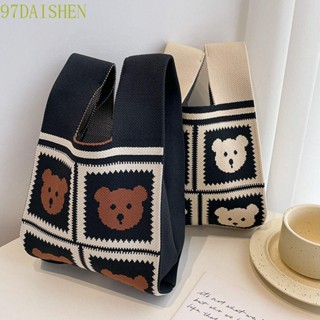 DAISHEN1 Knitted Bag, Weave Bear Knot Wrist, Cute Tote  Shopping Purses Girl