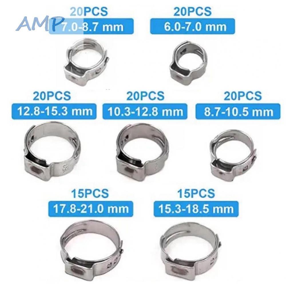new-8-hose-clamp-130pcs-6-0-21-0mm-single-ear-stainless-steel-with-pincer-crimper