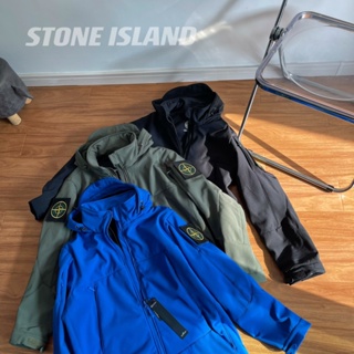 STONE ISLAND พร้อมส่ง เสื้อแจ็กเก็ต มีฮู้ด แต่งซิป ลายเข็มทิศหิน
