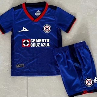เสื้อกีฬาแขนสั้น ลายทีมชาติฟุตบอล Cruz Azul 23 24 ชุดเหย้า สีฟ้า สําหรับเด็ก