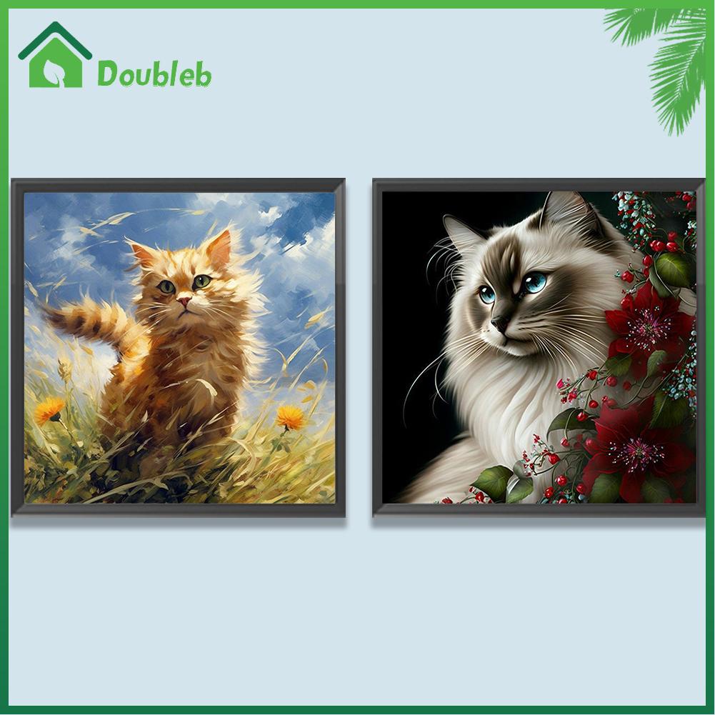 doub-x-ภาพวาดสีน้ํามัน-ตามตัวเลข-รูปแมว-ขนาด-40x40-ซม-สําหรับตกแต่งผนังบ้าน-diy