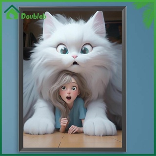 【Doub X ✮】ภาพวาดสีน้ํามัน ตามตัวเลข รูปแมว ผู้หญิง ขนาด 30x40 ซม. สําหรับตกแต่งผนังบ้าน DIY ✮