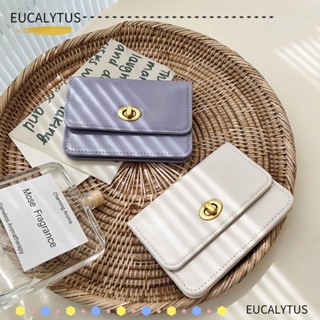 Eutus กระเป๋าสตางค์ หนัง PU ใบสั้น บางมาก จุของได้เยอะ สีพื้น แฟชั่นสําหรับสตรี