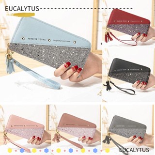 Eutus กระเป๋าคลัทช์ หนัง มีซิป จุของได้เยอะ สีตัดกัน แฟชั่นสําหรับผู้หญิง ใส่เหรียญ โทรศัพท์มือถือ