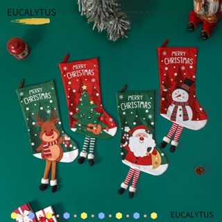 Eutus ถุงเท้าคริสต์มาส จี้ซานตาคลอส กวางเอลก์ สโนว์แมน คริสต์มาส สําหรับตกแต่งบ้าน