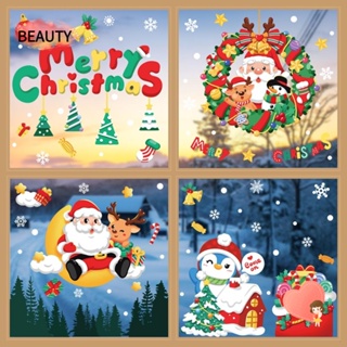 Beauty สติกเกอร์ ลายคริสต์มาส ซานตาคลอส กวาง สโนว์แมน ปี 2024 สําหรับตกแต่งผนังบ้าน