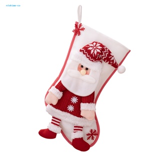 Nlshime ถุงน่องคริสต์มาส ผ้าถัก ขนาดใหญ่ จุของได้เยอะ ลายซานตาคลอส สโนว์แมน ใช้ซ้ําได้ สําหรับแขวนตกแต่งต้นคริสต์มาส