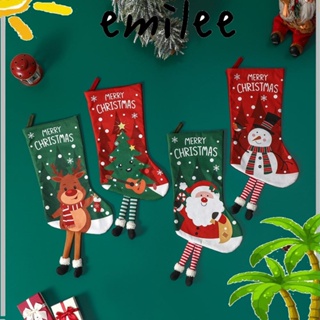 Emilee ถุงเท้า ลายซานตาคลอส กวาง สโนว์แมน คริสต์มาส สําหรับตกแต่งบ้าน