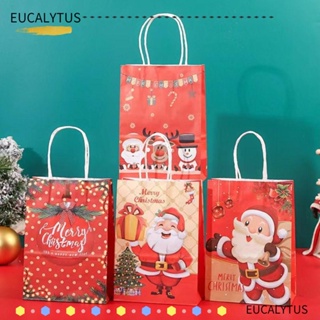 Eutus ถุงของขวัญคริสต์มาส ลายซานตาคลอส 12 ชิ้น พร้อมหูหิ้ว 12 ชิ้น