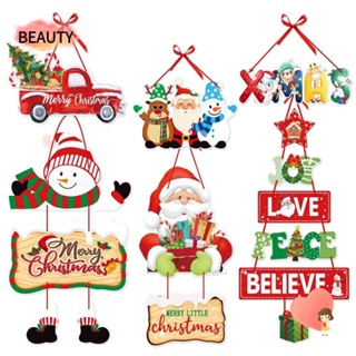 Beauty แบนเนอร์ผ้า ลายการ์ตูนซานตาคลอส สโนว์แมน คริสต์มาส สร้างสรรค์ สําหรับแขวนตกแต่งประตู 1 ชิ้น 3 ชิ้น