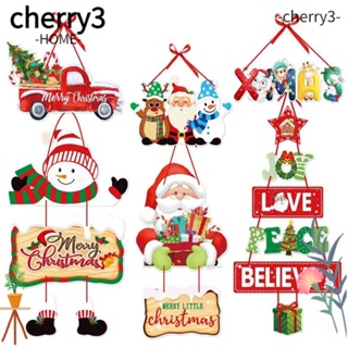 Cherry3 แบนเนอร์ผ้า ลายการ์ตูนซานตาคลอส กวางเอลก์ สร้างสรรค์ สําหรับแขวนตกแต่งประตู คริสต์มาส 1 ชิ้น 3 ชิ้น