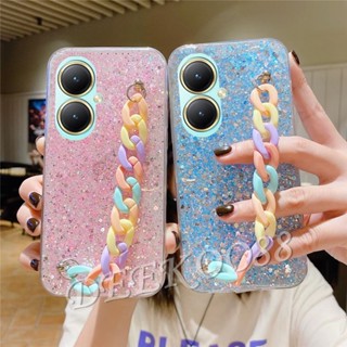 พร้อมส่ง เคสโทรศัพท์มือถือ แบบนิ่ม ลายกลิตเตอร์ สีรุ้ง มีสายคล้อง สําหรับ VIVO V29 VIVO Y27 VIVO V29 V27 V27e Y27 Y36 Y78 Y02T Y02A 4G 5G