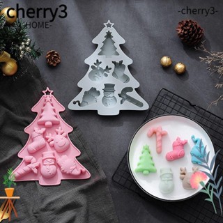 Cherry3 แม่พิมพ์ทําสบู่ ช็อคโกแลต เค้ก รูปซานตาคลอส สโนว์แมน 6 ช่อง แฮนด์เมด