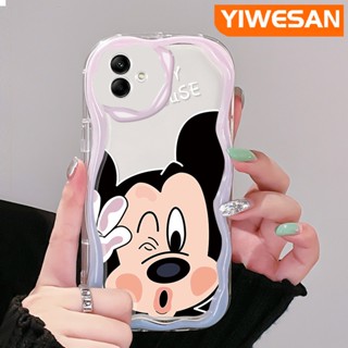 เคสโทรศัพท์มือถือ ซิลิโคนนุ่ม ใส ลายการ์ตูนมิกกี้เมาส์ ขอบครีม แฟชั่น สําหรับ Samsung A04 A04E M04 F04