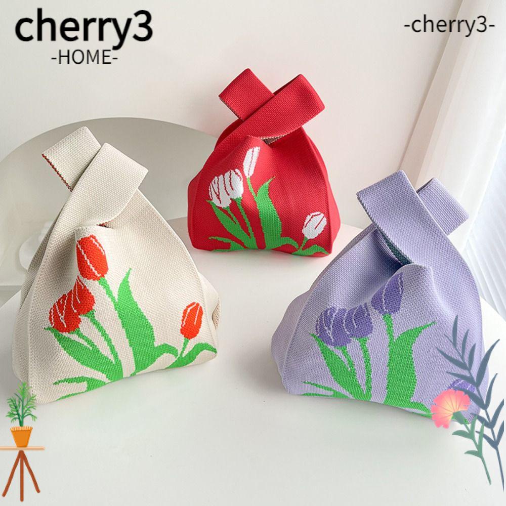 cherry3-กระเป๋าถือ-ผ้าถัก-แฮนด์เมด-จุของได้เยอะ-ลายการ์ตูน-สําหรับผู้หญิง