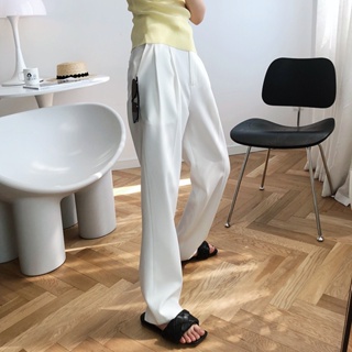 Spot second hair# Luxi white suit pants womens fall 2023 new vertical casual Internet Celebrity Straight pants mop pants thin 1988.cc
