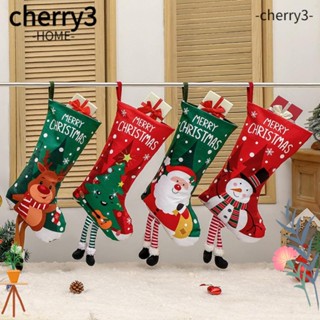 Cherry3 ถุงน่องคริสต์มาส จี้ซานตาคลอส กวาง สโนว์แมน คริสต์มาส สําหรับตกแต่งบ้าน