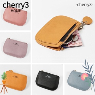 Cherry3 กระเป๋าสตางค์ กระเป๋าใส่เหรียญ อเนกประสงค์ มีซิป พร้อมจี้ สําหรับผู้หญิง