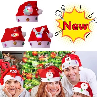 หมวกซานตาคลอส สโนว์แมน กวางเอลก์ หมวกคริสต์มาส สําหรับบ้าน เทศกาล วันหยุด สํานักงาน บาร์ ปาร์ตี้ ตกแต่ง หมวก สีแดง เรืองแสง Led หมวกคริสต์มาส สว่างขึ้น สําหรับเด็ก ผู้ใหญ่ น่ารัก