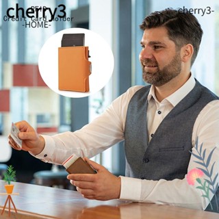 Cherry3 กระเป๋าใส่บัตรเครดิต หนัง PU คาร์บอนไฟเบอร์ RFID หรูหรา พร้อมคลิปหนีบเงิน กันขโมย สําหรับผู้ชาย