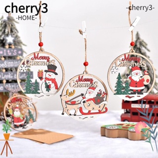 Cherry3 จี้ป้ายแท็กไม้ ลายซานตาคลอส กวาง ตลก สําหรับแขวนตกแต่งต้นคริสต์มาส